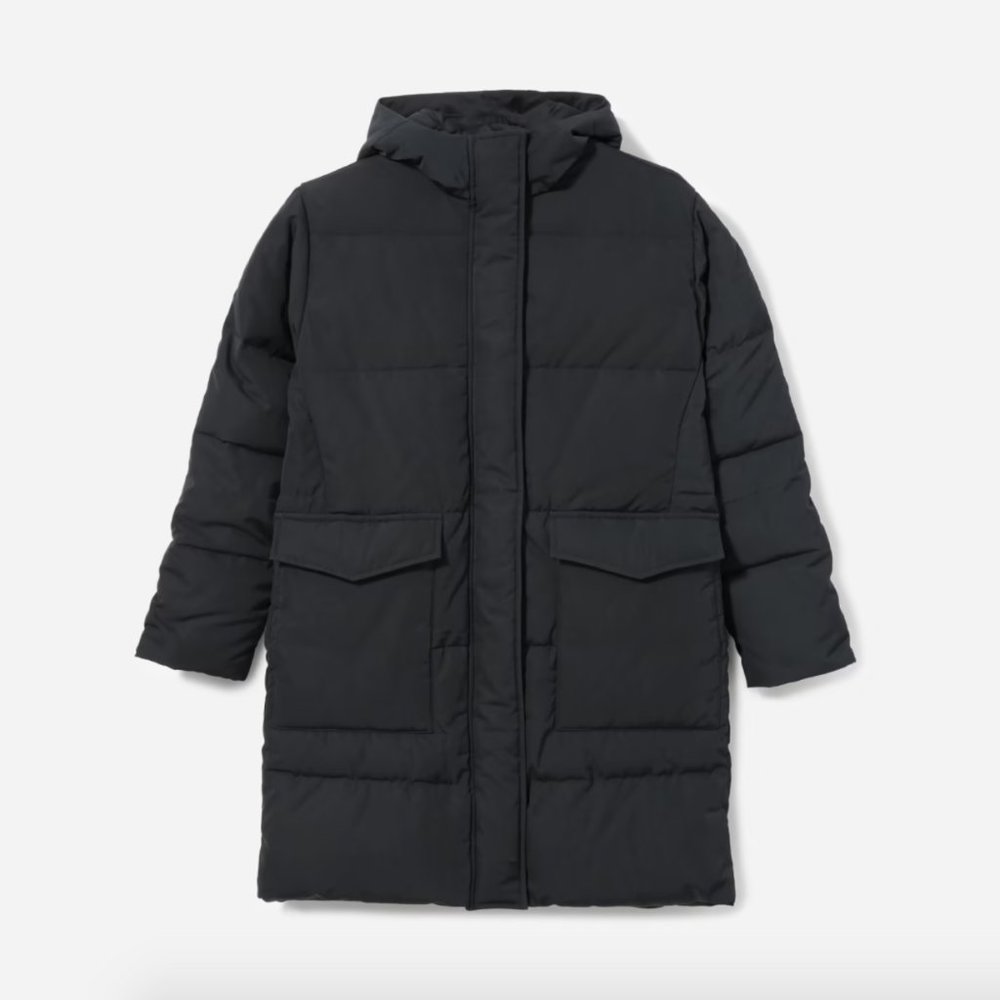Everlane ReNew Long Puffer Jacket in Black NWT